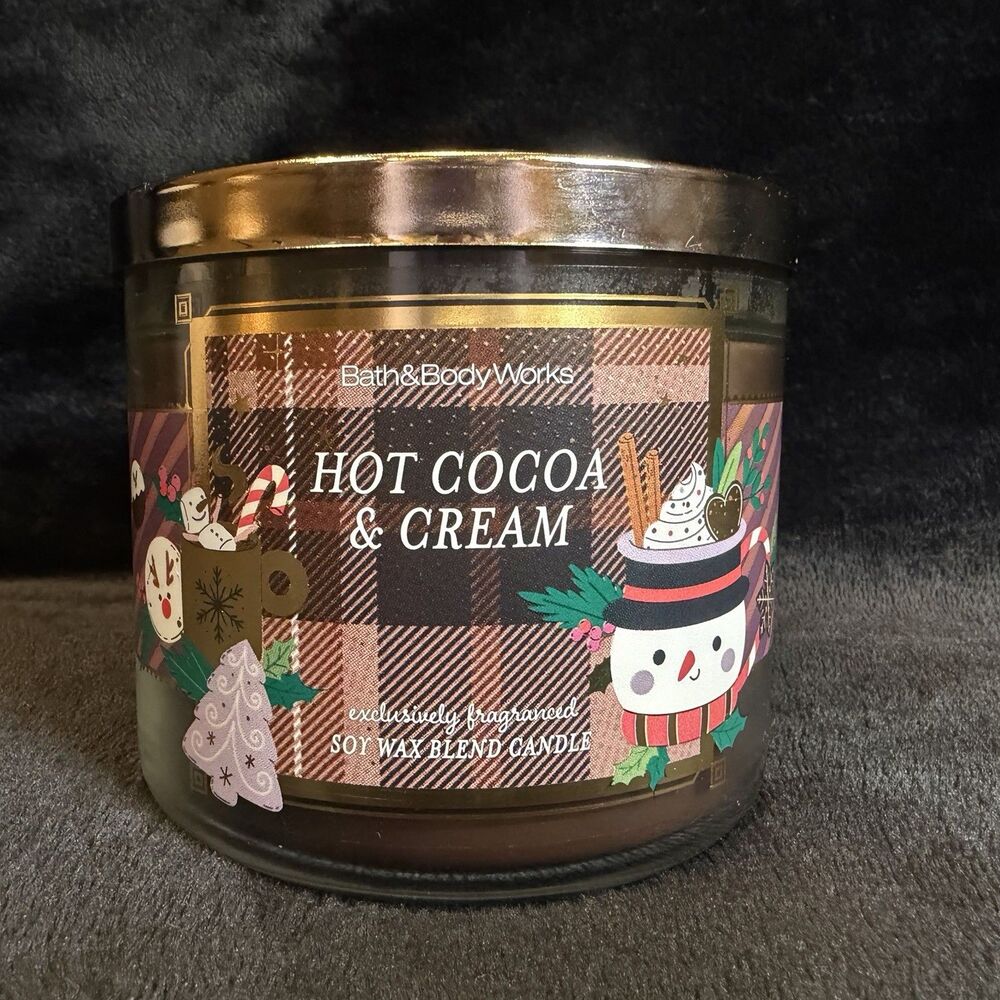 Hot Cocoa & Cream 3-Wick 14.5 Oz Scented Candle Bath & Body Works Chocolate New